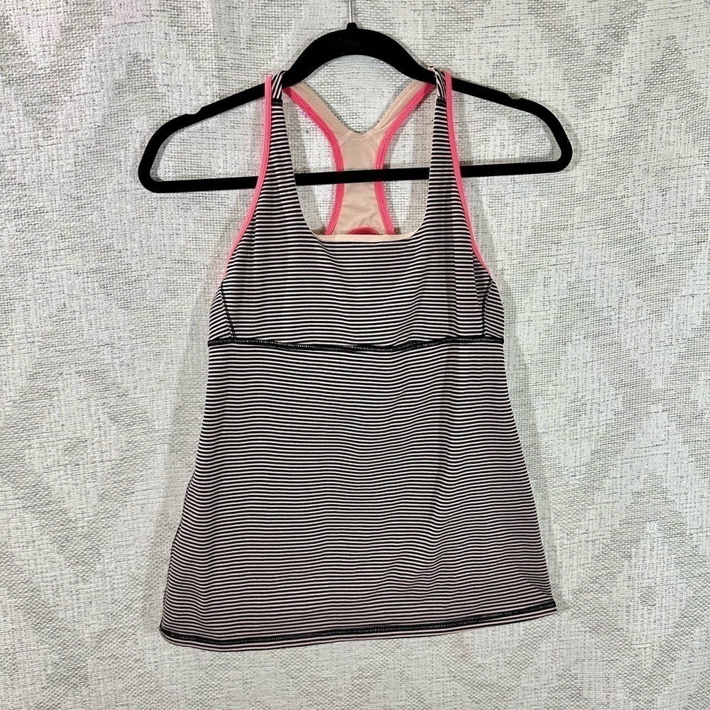 Lululemon striped racerback shelf bra tank size 8